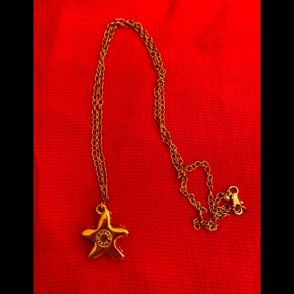 J Crew Gold tone Rhinestone Studded Star Fish Pendant Necklace 24" Long NWOT - Picture 3 of 5
